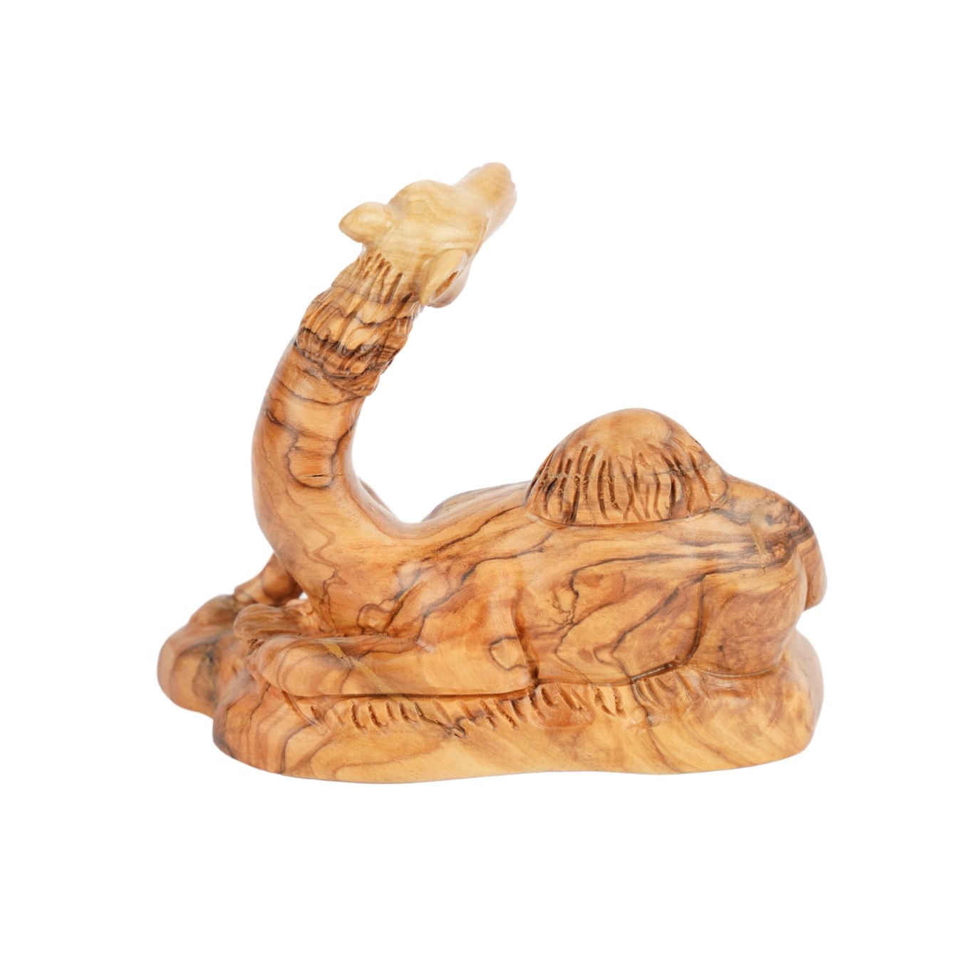 Handgeschnitztes Dromedar aus Olivenholz – Kunstvolle Krippenfigur aus Bethlehem (11,5 cm)-2