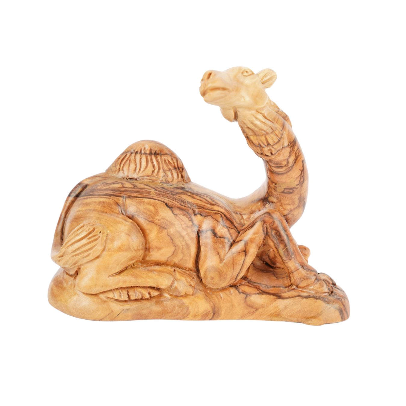 Handgeschnitztes Dromedar aus Olivenholz – Kunstvolle Krippenfigur aus Bethlehem (11,5 cm)-0