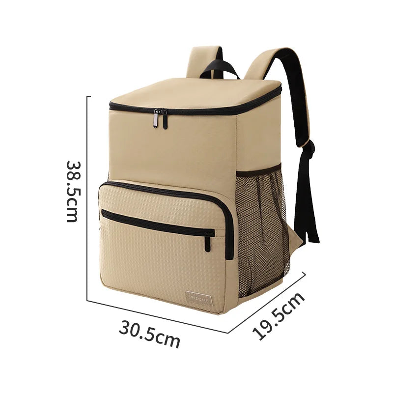 Cooler Backpack Outdoor with PEVA Lining Khaki-4