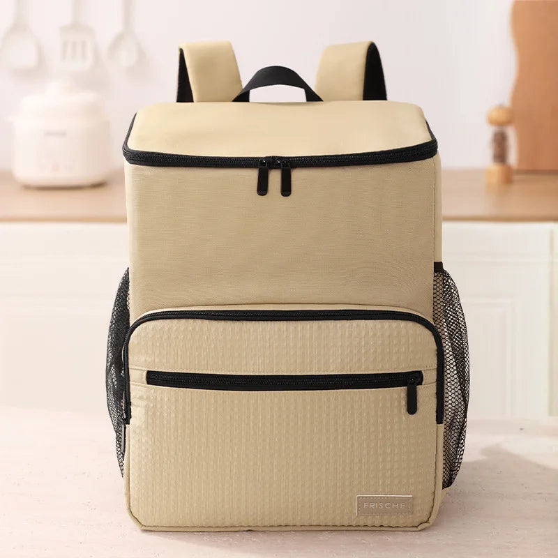 Cooler Backpack Outdoor with PEVA Lining Khaki-3